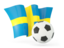 Sweden. Football with waving flag. Download icon.