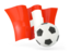 Switzerland. Football with waving flag. Download icon.