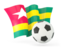 Togo. Football with waving flag. Download icon.