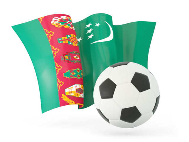 Football with waving flag. Download flag icon of Turkmenistan at PNG format