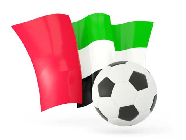 Футбольный мяч с волнистым флагом. Скачать флаг. Объединённые Арабские Эмираты