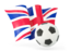 United Kingdom. Football with waving flag. Download icon.