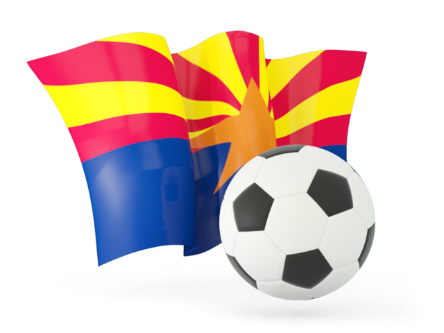 Football with waving flag. Download flag icon of Arizona