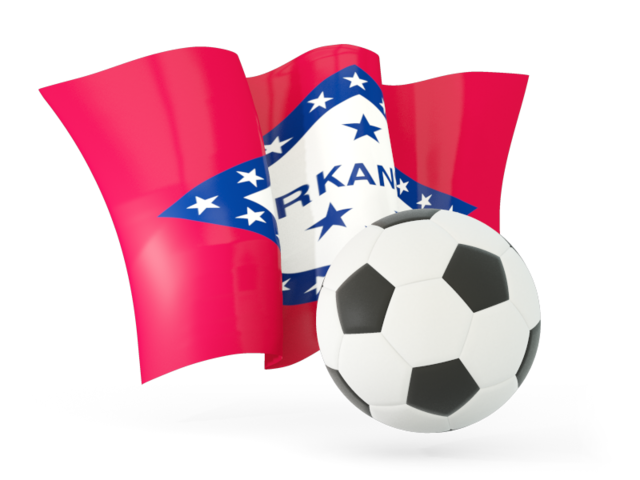 Football with waving flag. Download flag icon of Arkansas