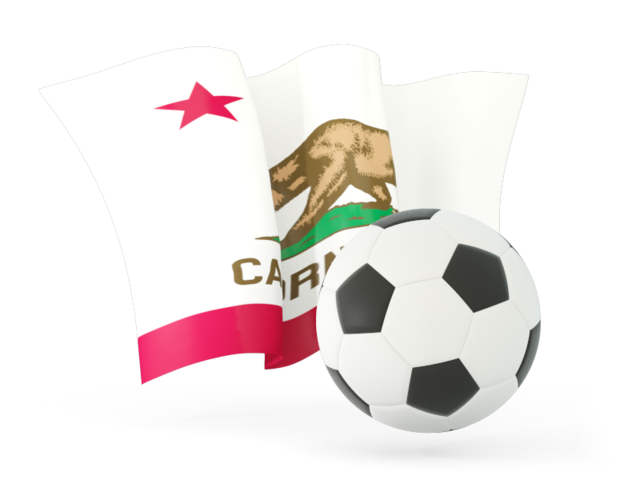 Football with waving flag. Download flag icon of California