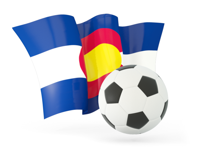 Football with waving flag. Download flag icon of Colorado