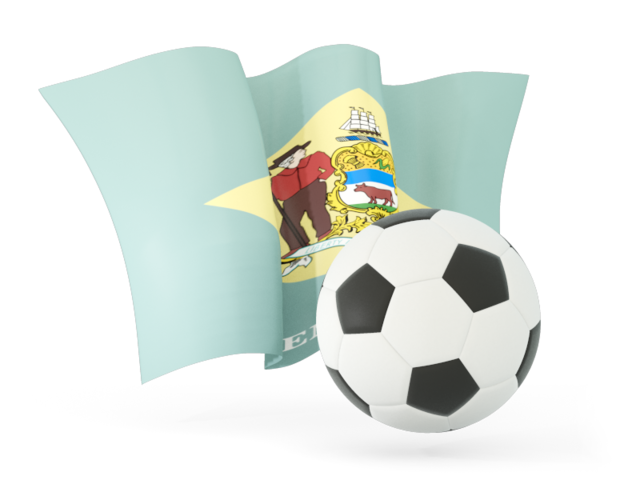 Football with waving flag. Download flag icon of Delaware