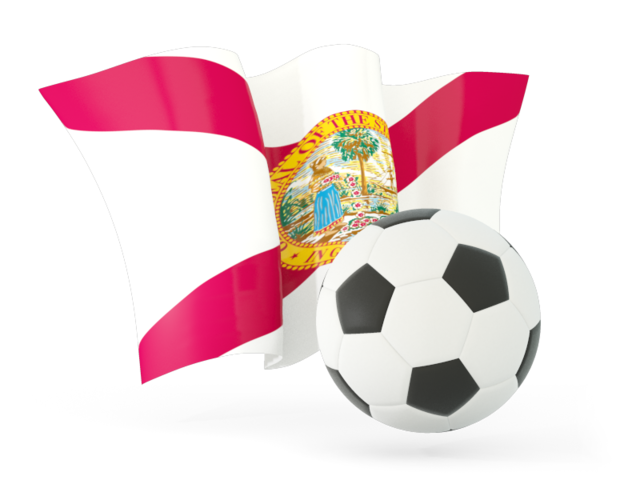 Football with waving flag. Download flag icon of Florida