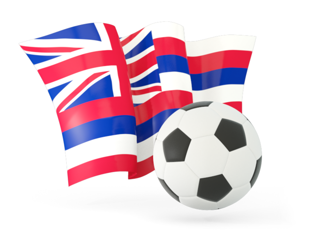 Football with waving flag. Download flag icon of Hawaii