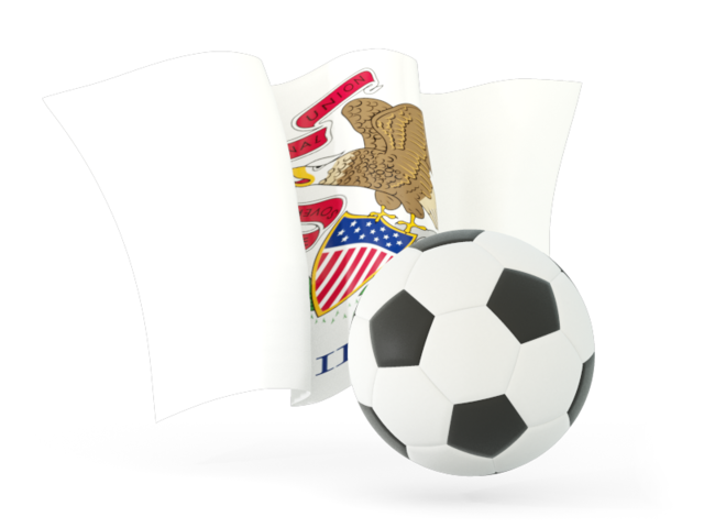 Football with waving flag. Download flag icon of Illinois