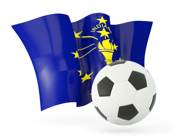 Football with waving flag. Download flag icon of Indiana