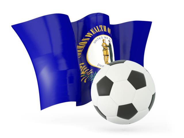 Football with waving flag. Download flag icon of Kentucky