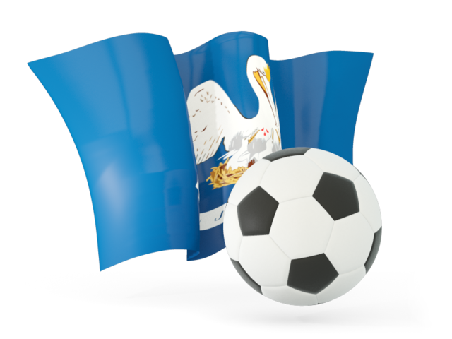 Football with waving flag. Download flag icon of Louisiana