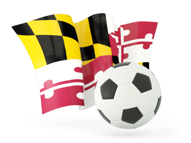 Football with waving flag. Download flag icon of Maryland