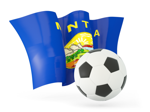 Football with waving flag. Download flag icon of Montana
