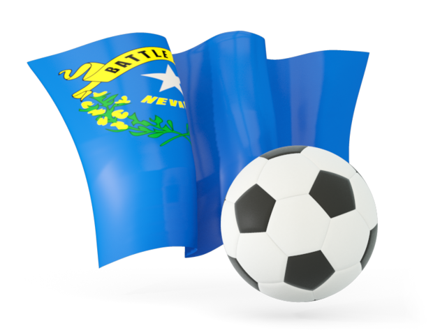 Football with waving flag. Download flag icon of Nevada