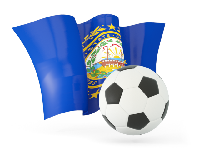 Football with waving flag. Download flag icon of New Hampshire