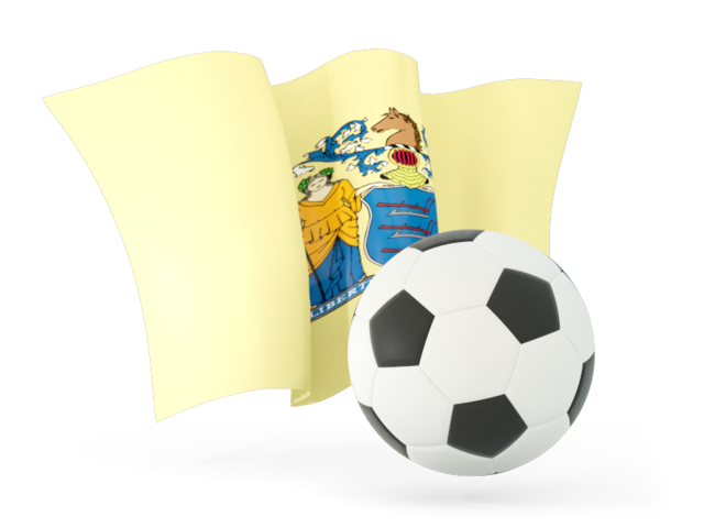Football with waving flag. Download flag icon of New Jersey