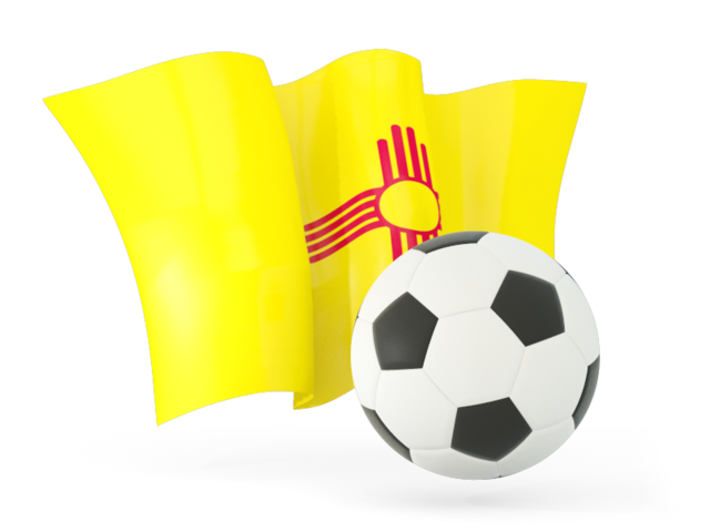 Football with waving flag. Download flag icon of New Mexico