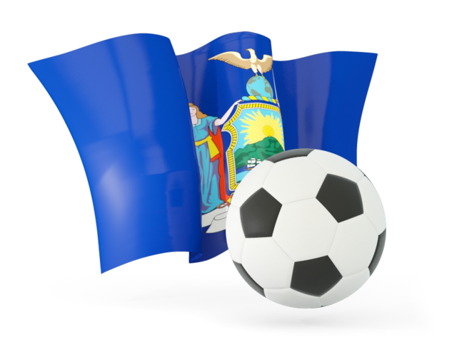 Football with waving flag. Download flag icon of New York