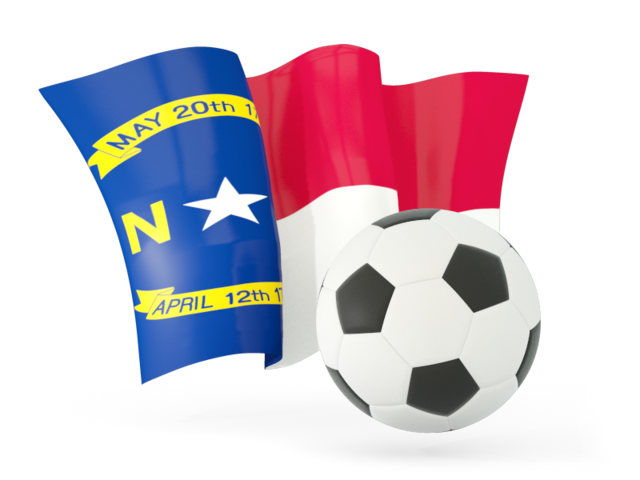 Football with waving flag. Download flag icon of North Carolina