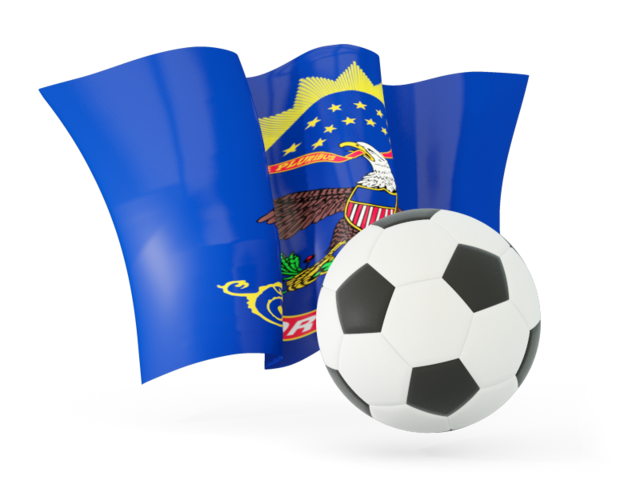 Football with waving flag. Download flag icon of North Dakota