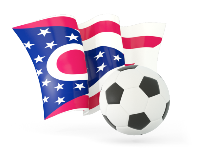 Football with waving flag. Download flag icon of Ohio