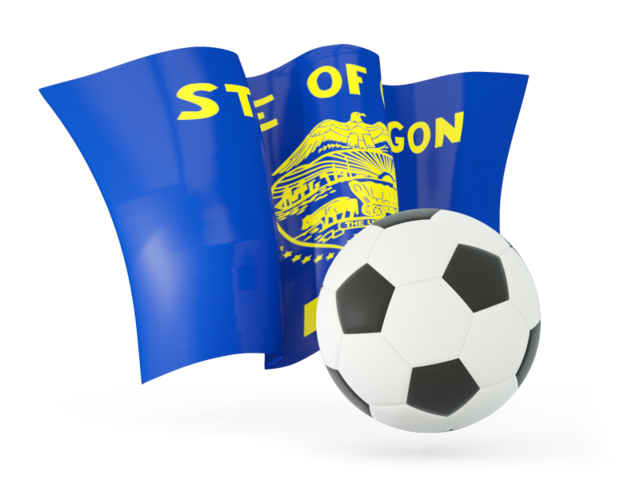 Football with waving flag. Download flag icon of Oregon