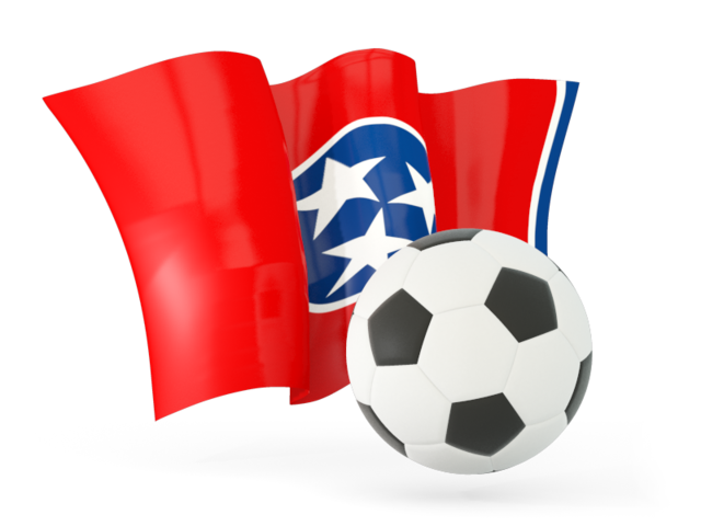 Football with waving flag. Download flag icon of Tennessee