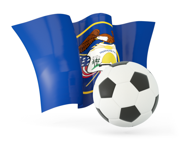 Football with waving flag. Download flag icon of Utah