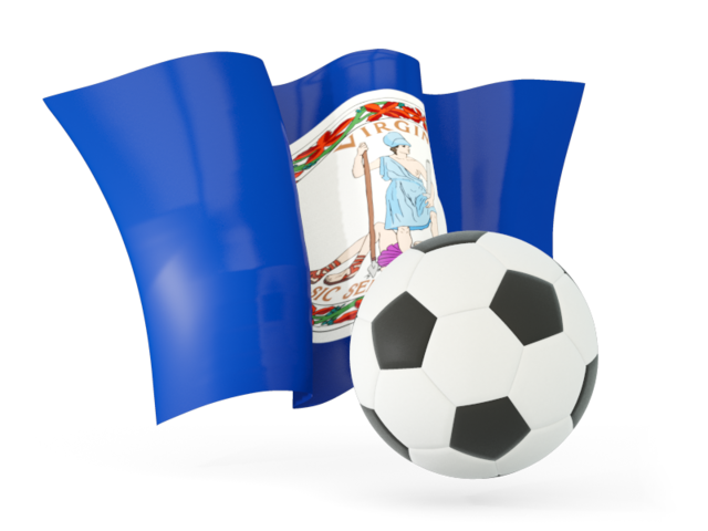 Football with waving flag. Download flag icon of Virginia