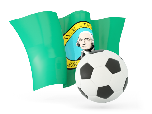 Football with waving flag. Download flag icon of Washington