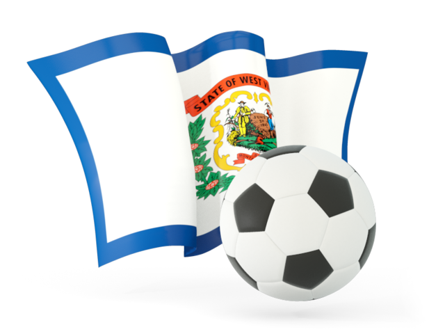 Football with waving flag. Download flag icon of West Virginia
