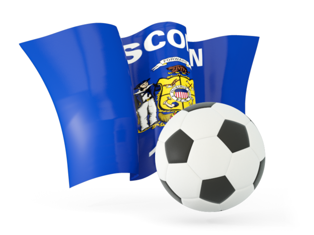Football with waving flag. Download flag icon of Wisconsin