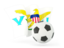 Virgin Islands of the United States. Football with waving flag. Download icon.