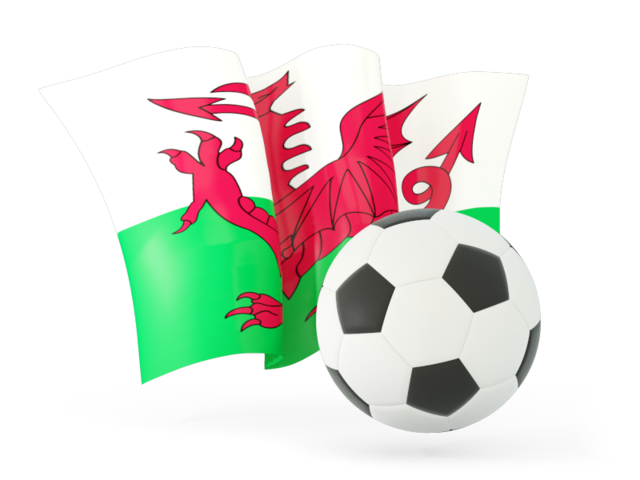Football with waving flag. Download flag icon of Wales at PNG format
