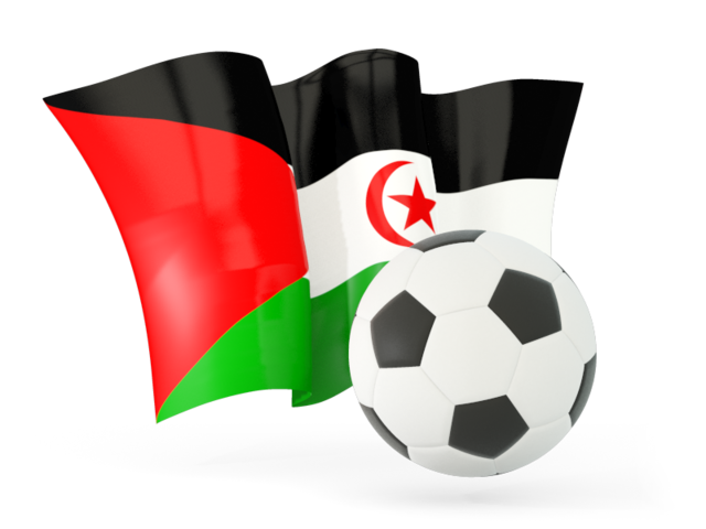 Football with waving flag. Download flag icon of Western Sahara at PNG format