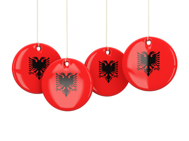 Four round labels. Download flag icon of Albania at PNG format