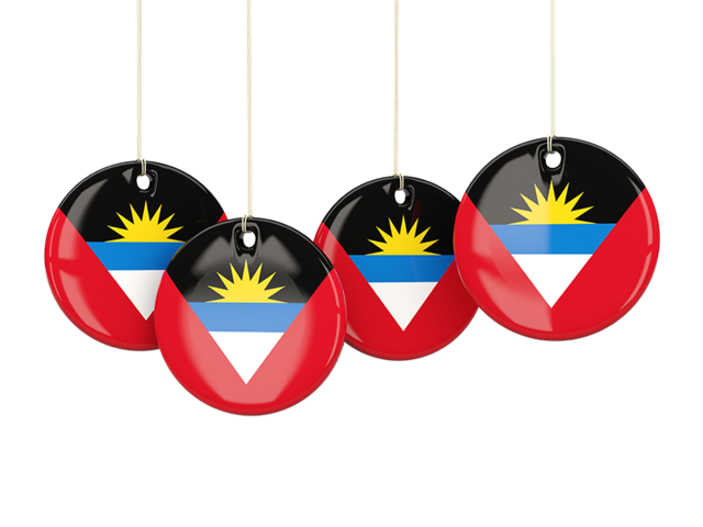 Four round labels. Download flag icon of Antigua and Barbuda at PNG format