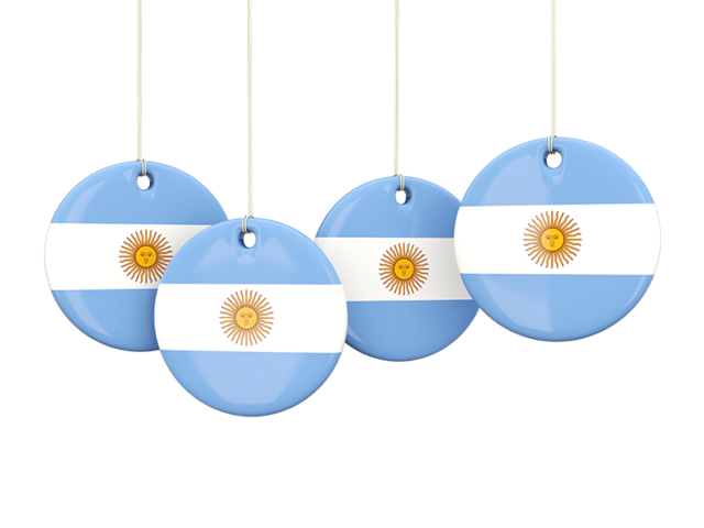 Четыре круглых бирки. Скачать флаг. Аргентина