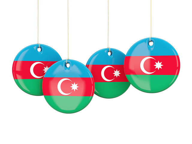 Four round labels. Download flag icon of Azerbaijan at PNG format