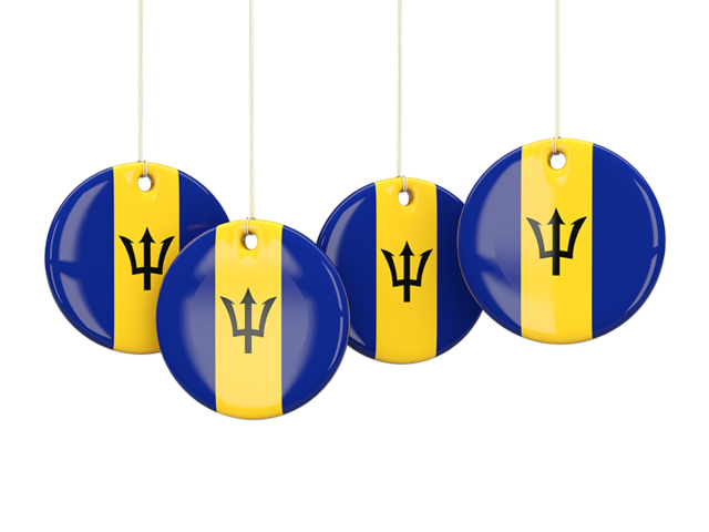 Four round labels. Download flag icon of Barbados at PNG format