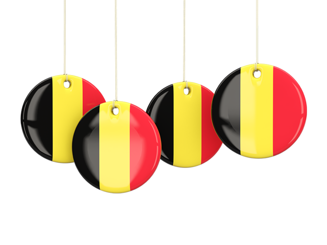 Four round labels. Download flag icon of Belgium at PNG format