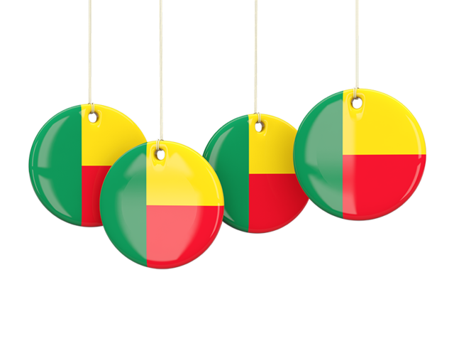 Four round labels. Download flag icon of Benin at PNG format