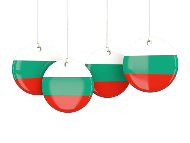 Four round labels. Download flag icon of Bulgaria at PNG format