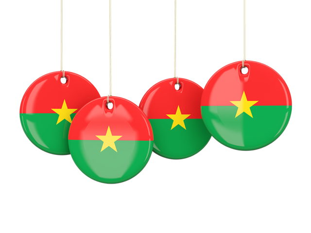 Four round labels. Download flag icon of Burkina Faso at PNG format