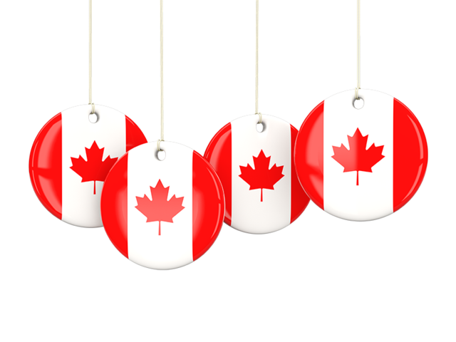 Four round labels. Download flag icon of Canada at PNG format