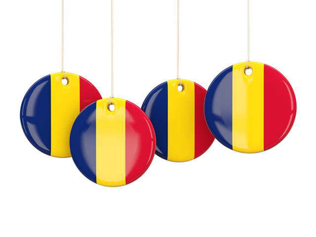 Four round labels. Download flag icon of Chad at PNG format