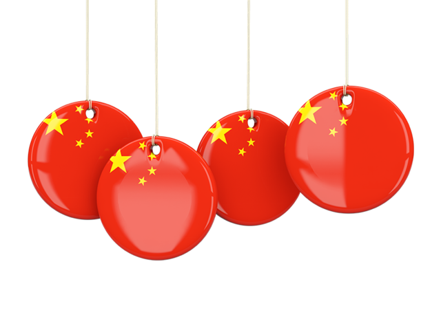 Four round labels. Download flag icon of China at PNG format