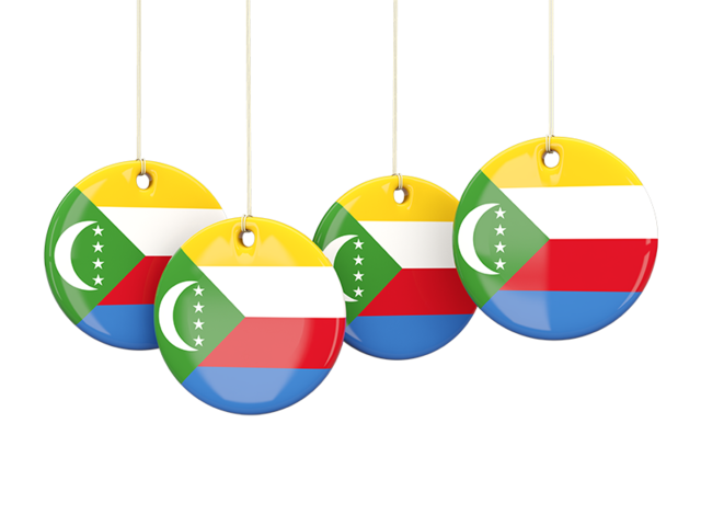 Four round labels. Download flag icon of Comoros at PNG format